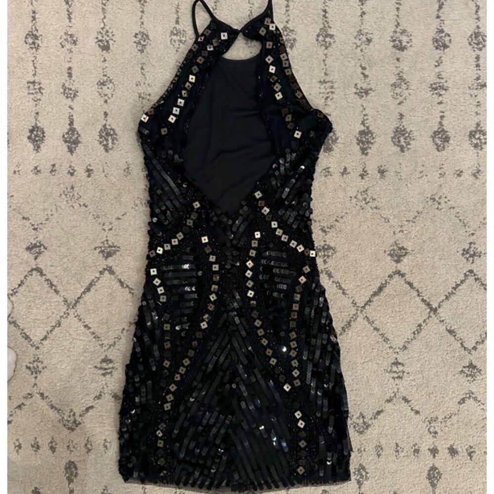 XS Parker Black Sequin Mini Dress